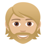 Person: Medium-Light Skin Tone, Beard on JoyPixels 6.5