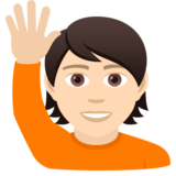 Person Raising Hand: Light Skin Tone on JoyPixels 6.5