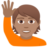 Person Raising Hand: Medium Skin Tone on JoyPixels 6.5