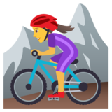 Woman Mountain Biking on JoyPixels 6.5