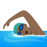 Man Swimming: Medium-Dark Skin Tone on JoyPixels 7.0