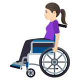 Woman in Manual Wheelchair: Light Skin Tone on JoyPixels 7.0