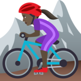 Woman Mountain Biking: Dark Skin Tone on JoyPixels 7.0