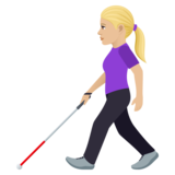 Woman with White Cane: Medium-Light Skin Tone on JoyPixels 7.0