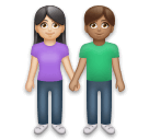 Woman and Man Holding Hands: Light Skin Tone, Medium Skin Tone on LG Velvet