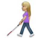 Woman with White Cane: Medium-Light Skin Tone on LG Velvet