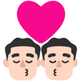 Kiss: Man, Man, Light Skin Tone on Microsoft Windows 11 November 2021 Update