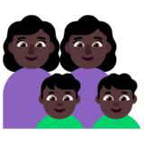 Family - Woman: Dark Skin Tone, Woman: Dark Skin Tone, Boy: Dark Skin Tone, Boy: Dark Skin Tone on Microsoft Windows 11 22H2