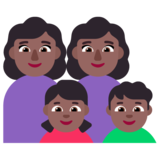 Family - Woman: Medium-Dark Skin Tone, Woman: Medium-Dark Skin Tone, Girl: Medium-Dark Skin Tone, Boy: Medium-Dark Skin Tone on Microsoft Windows 11 22H2