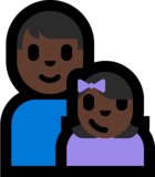 Family - Man: Dark Skin Tone, Girl: Dark Skin Tone on Microsoft Windows 10 Anniversary Update