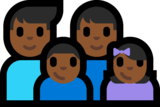 Family - Man: Medium-Dark Skin Tone, Man: Medium-Dark Skin Tone, Boy: Medium-Dark Skin Tone, Girl: Medium-Dark Skin Tone on Microsoft Windows 10 Anniversary Update