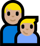 Family - Man: Medium-Light Skin Tone, Boy: Medium-Light Skin Tone on Microsoft Windows 10 Anniversary Update