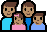 Family - Man: Medium Skin Tone, Man: Medium Skin Tone, Girl: Medium Skin Tone, Boy: Medium Skin Tone on Microsoft Windows 10 Anniversary Update