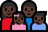 Family - Woman: Dark Skin Tone, Man: Dark Skin Tone, Girl: Dark Skin Tone, Boy: Dark Skin Tone on Microsoft Windows 10 Anniversary Update