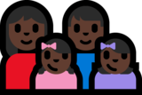 Family - Woman: Dark Skin Tone, Man: Dark Skin Tone, Girl: Dark Skin Tone, Girl: Dark Skin Tone on Microsoft Windows 10 Anniversary Update