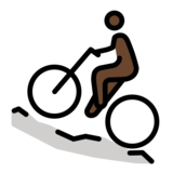Woman Mountain Biking: Dark Skin Tone on OpenMoji 12.0