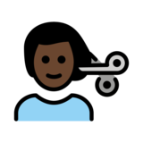 Man Getting Haircut: Dark Skin Tone on OpenMoji 13.0