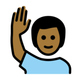 Man Raising Hand: Medium-Dark Skin Tone on OpenMoji 13.0