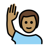 Man Raising Hand: Medium Skin Tone on OpenMoji 13.0