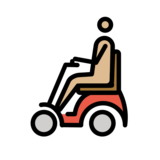 Person in Motorized Wheelchair: Medium-Light Skin Tone on OpenMoji 13.0