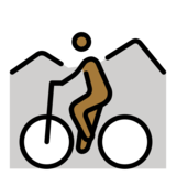 Person Mountain Biking: Medium-Dark Skin Tone on OpenMoji 13.0