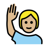 Person Raising Hand: Medium-Light Skin Tone on OpenMoji 13.0