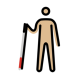 Person with White Cane: Medium-Light Skin Tone on OpenMoji 13.0