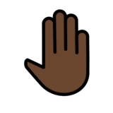 Raised Back of Hand: Dark Skin Tone on OpenMoji 13.0