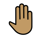 Raised Back of Hand: Medium Skin Tone on OpenMoji 13.0