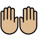 Raising Hands: Medium-Light Skin Tone on OpenMoji 13.0
