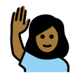 Woman Raising Hand: Medium-Dark Skin Tone on OpenMoji 13.0