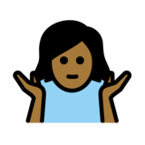 Woman Shrugging: Medium-Dark Skin Tone on OpenMoji 13.0