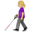 Woman with White Cane: Medium-Light Skin Tone on Samsung One UI 2.5