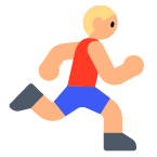 Man Running: Medium-Light Skin Tone on Toss Face (ํ ์คํ์ด์ค) February 2022
