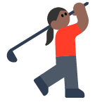 Woman Golfing: Medium-Dark Skin Tone on Toss Face (ํ ์คํ์ด์ค) February 2022