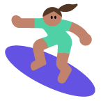 Woman Surfing: Medium Skin Tone on Toss Face (ํ ์คํ์ด์ค) February 2022
