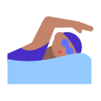 Woman Swimming: Medium Skin Tone on Toss Face (ํ ์คํ์ด์ค) February 2022