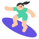 Woman Surfing: Light Skin Tone on Toss Face (ํ ์คํ์ด์ค) 1.3