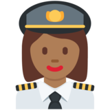 Woman Pilot: Medium-Dark Skin Tone on Twitter Twemoji 2.6