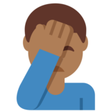Man Facepalming: Medium-Dark Skin Tone on Twitter Twemoji 2.6