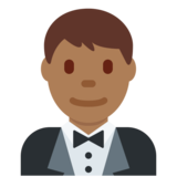 Person in Tuxedo: Medium-Dark Skin Tone on Twitter Twemoji 2.6
