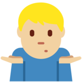Man Shrugging: Medium-Light Skin Tone on Twitter Twemoji 2.6