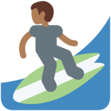 Man Surfing: Medium-Dark Skin Tone on Twitter Twemoji 2.6
