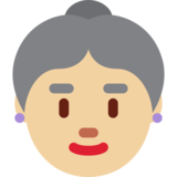 Old Woman: Medium-Light Skin Tone on Twitter Twemoji 2.6