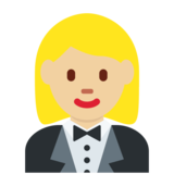 Woman in Tuxedo: Medium-Light Skin Tone on Twitter Twemoji 2.6