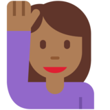 Woman Raising Hand: Medium-Dark Skin Tone on Twitter Twemoji 2.6