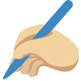 Writing Hand: Medium-Light Skin Tone on Twitter Twemoji 2.6