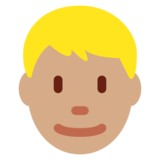 Man: Medium Skin Tone, Blond Hair on Twitter Twemoji 2.7