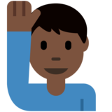 Man Raising Hand: Dark Skin Tone on Twitter Twemoji 2.7