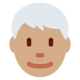 Man: Medium Skin Tone, White Hair on Twitter Twemoji 11.0